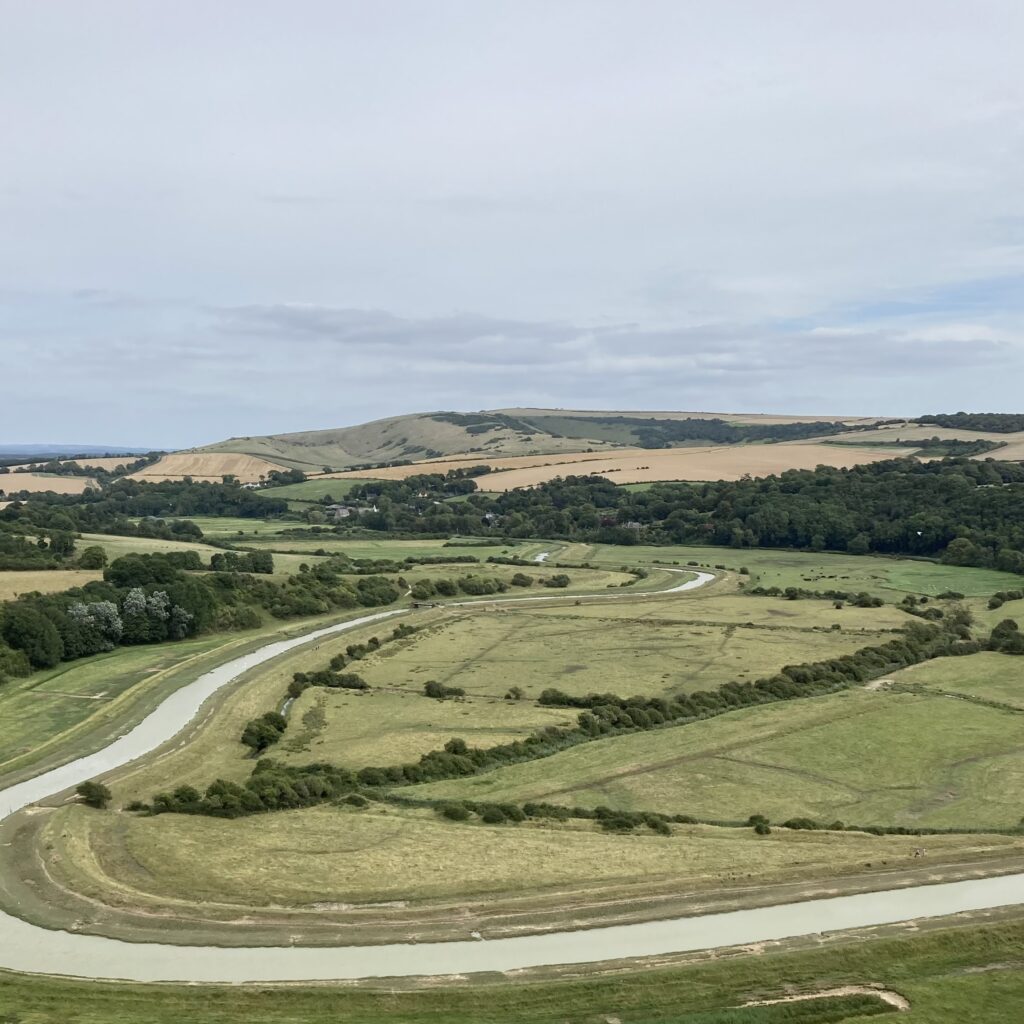 Blik vanaf de positie van "The Litlington White Horse"